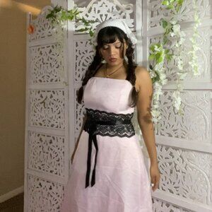 Urban Girl Nites Pink & Black Lace Dress #90S SIZE LARGE 14/16